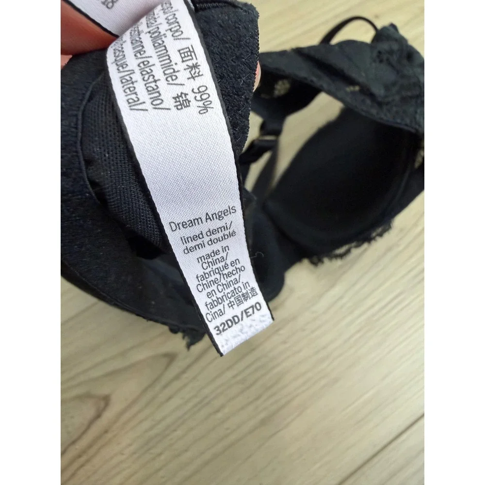 Victoria's Secret Dream Angels‎ Lined Demi Bra Black Floral Lace 32DD
